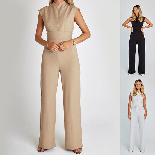 V-neck Casual Wide Leg Long Overalls