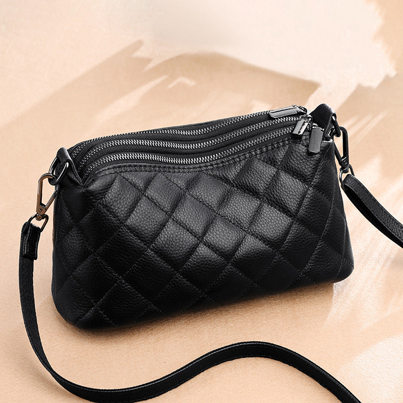 Multi-layer Large Capacity Zipper Genuine Leather  Bag