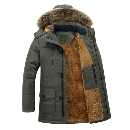 Fleece-lined Military Coat For Men