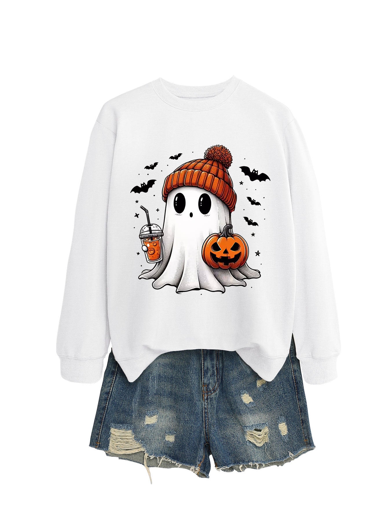Pumpkin Bat Crew Neck Sweatshirt