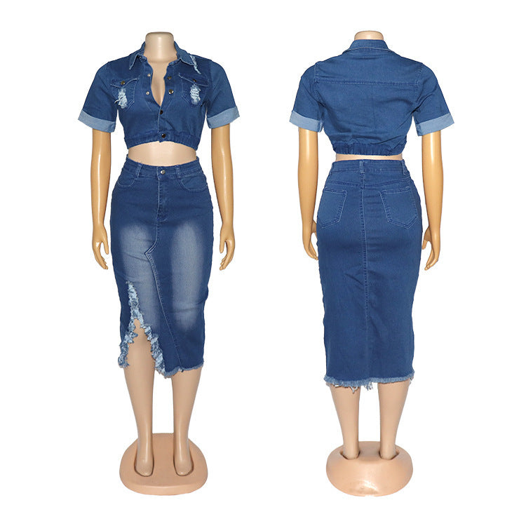 Denim  Skirt Suit