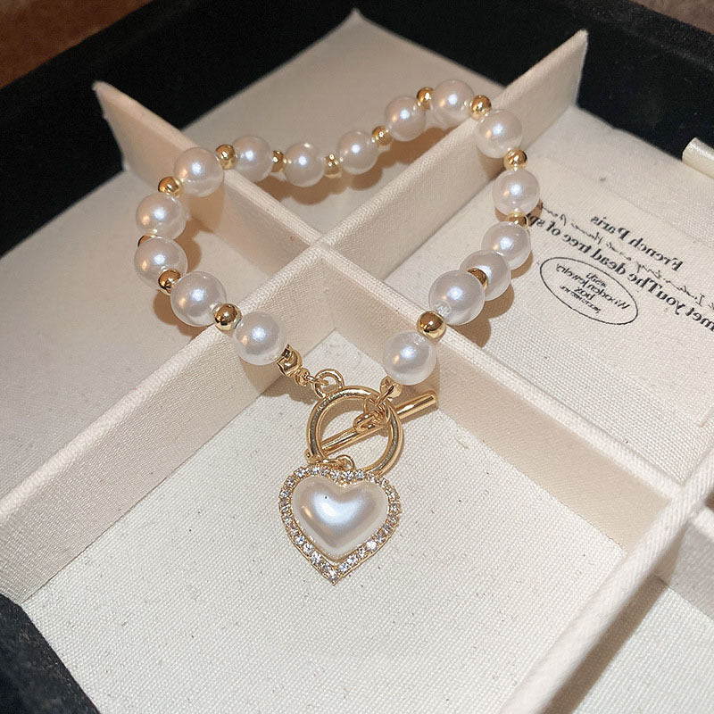 Buckle Pearl Heart Bracelet