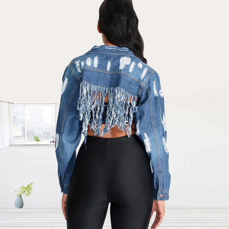 Fringed denim jacket