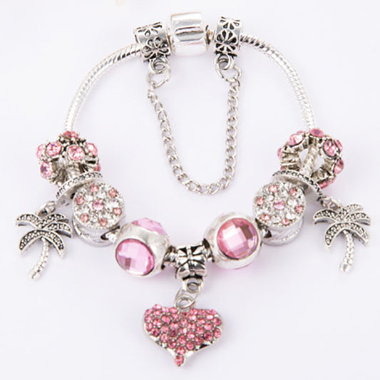 Peach Heart Pendant Bracelet