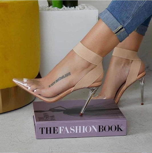 Apricot Wrap Transparent Stiletto Sandals