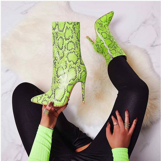 Snake pattern stiletto heels