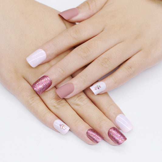 24 pieces matte metallic nails
