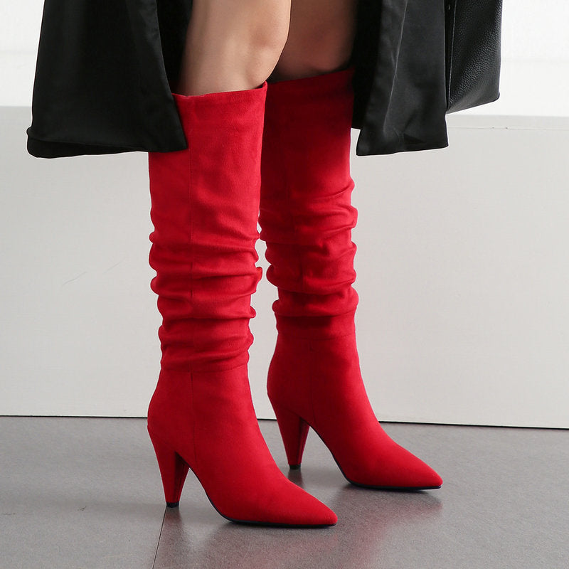 Tapered Heel High-Heeled Boots
