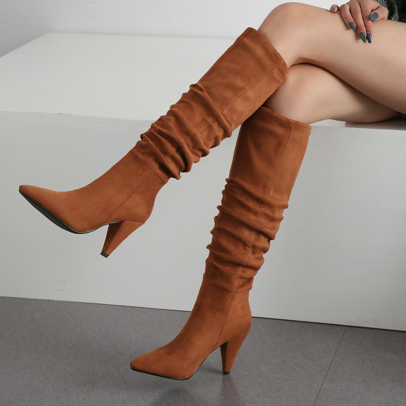 Tapered Heel High-Heeled Boots