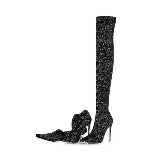 Stretch Cloth Over The Knee Boots