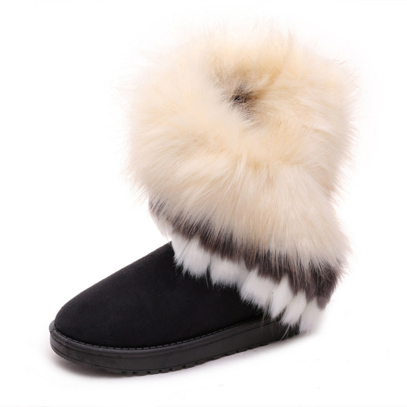 fox fur thick-soled non-slip boots