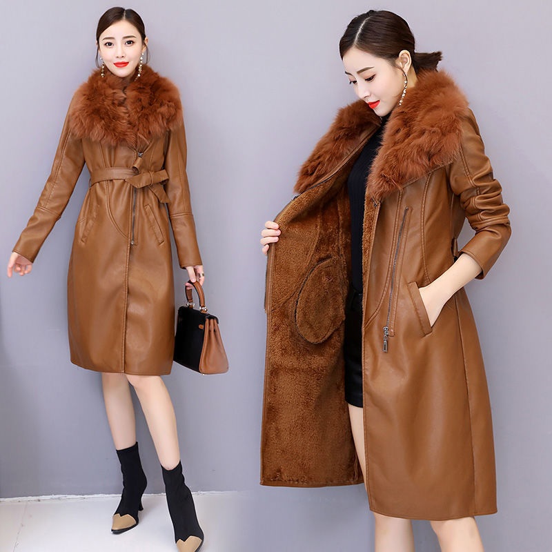 Velvet Long Leather Jacket