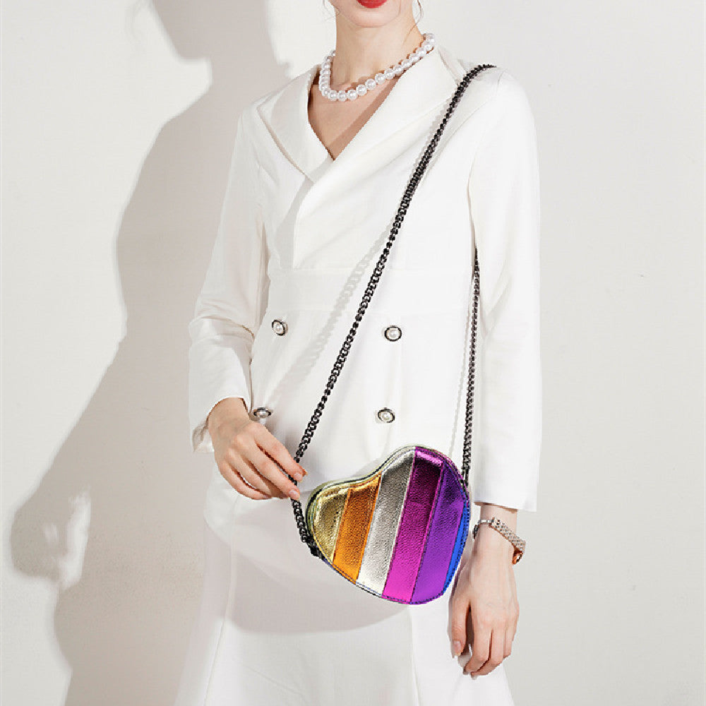 Rainbow Stitching Chain Shoulder Bag