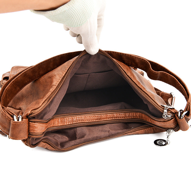 Soft Leather Textured Shoulder Bag