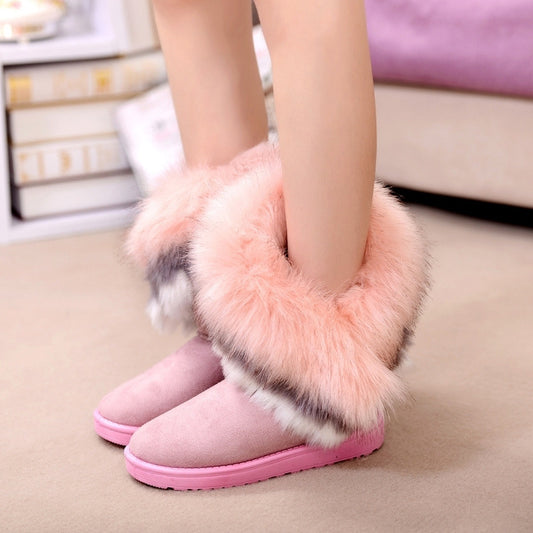 fox fur thick-soled non-slip boots