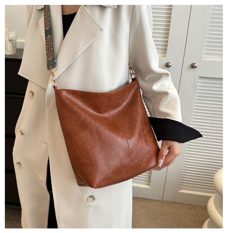 Retro Solid Color Shoulder Bag