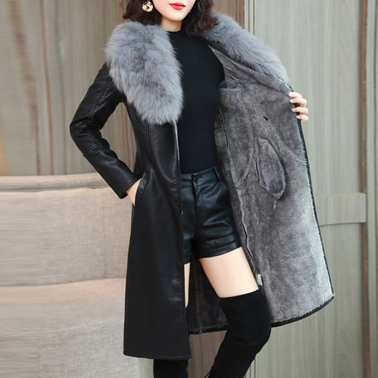Velvet Long Leather Jacket
