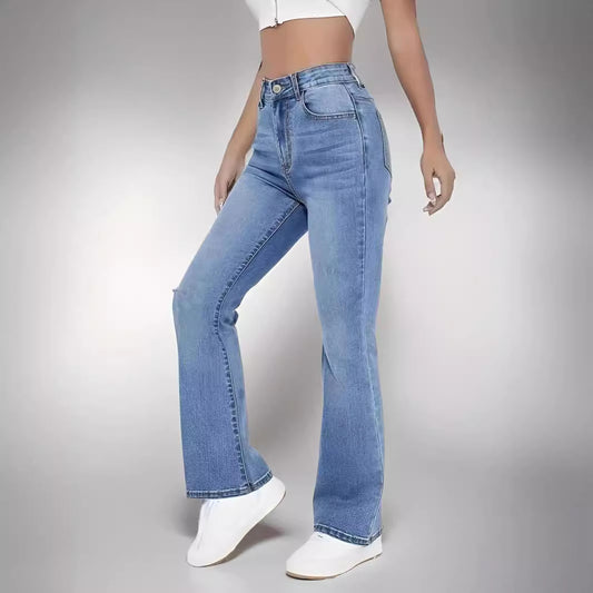High Waist Straight Slim Fit All-match Stretch Jeans
