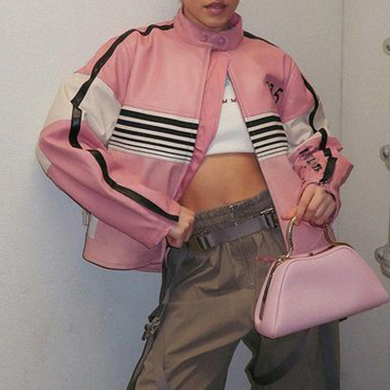 Pink Leather Coat