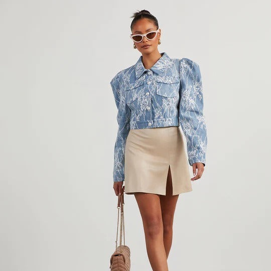 Floral Lace Denim Jacket