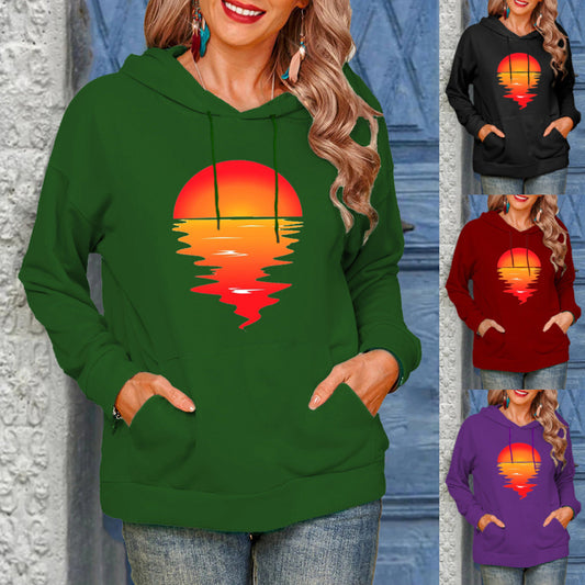 Sun Pattern Drawstrings Sweaters