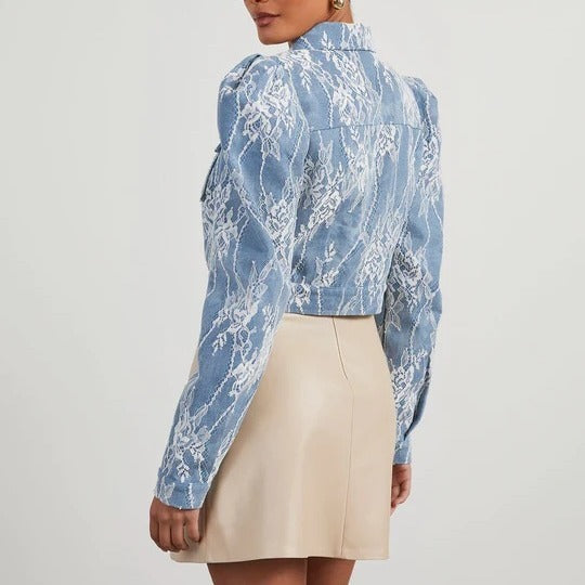 Floral Lace Denim Jacket