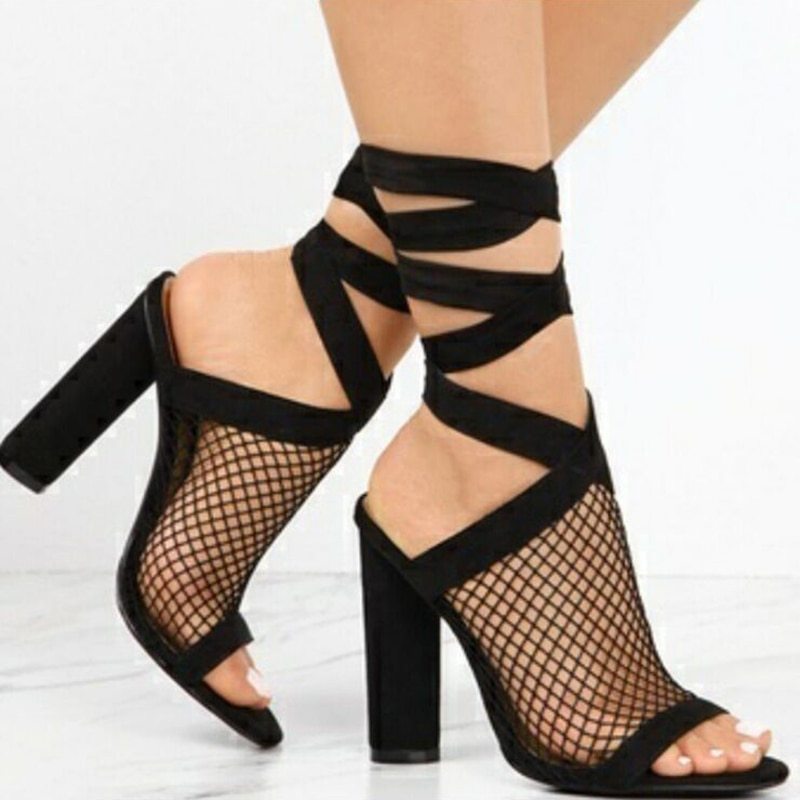 Cross Strap Lace Up High Heels