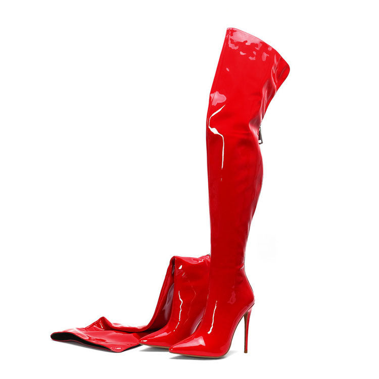 Over-the-knee Shiny Leather Boots