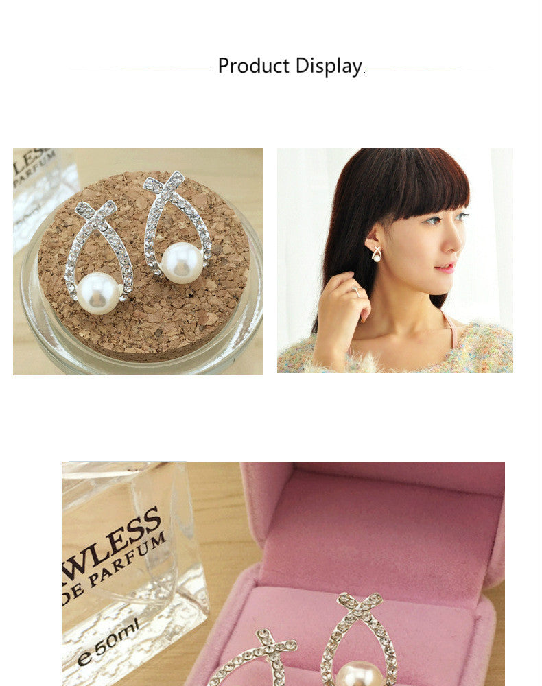 Cross pearl earrings