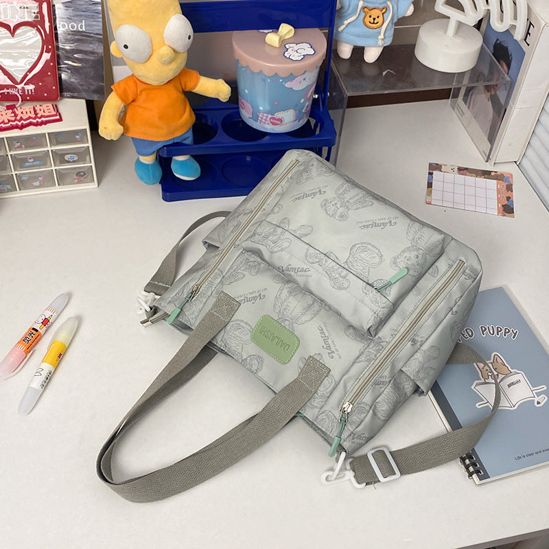 Bear Print Large Capacity Multi-Pocket Tote Bag