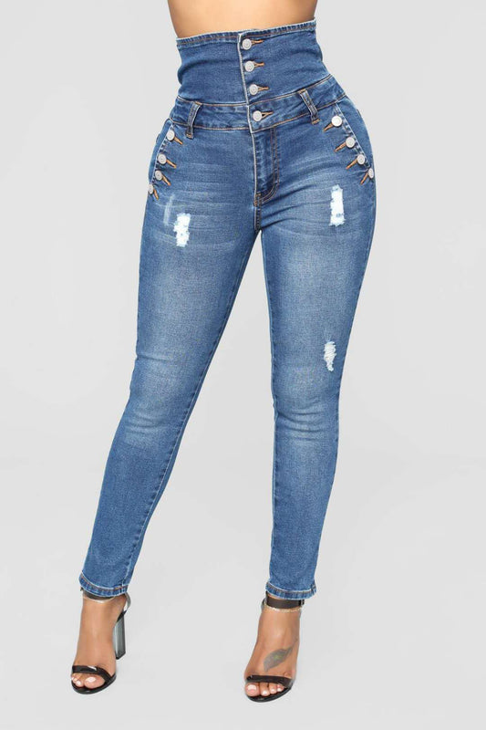 Ripped High Waist skinny Stretch Jeans
