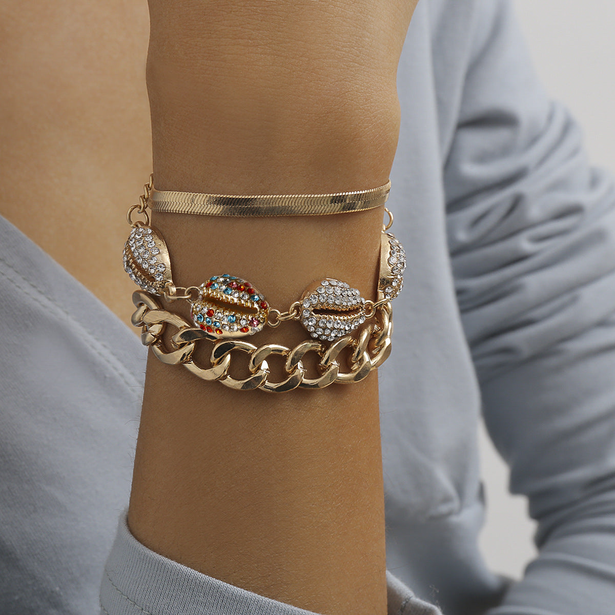 Shell micro-inlaid colorful bracelet