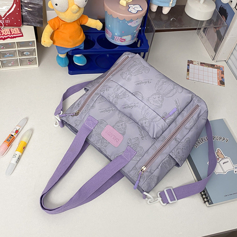 Bear Print Large Capacity Multi-Pocket Tote Bag