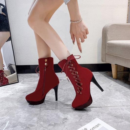Lace Up Short Boots