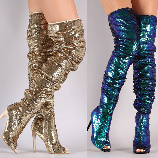 Sequin Fashion Over The Knee High Heel Long Boots
