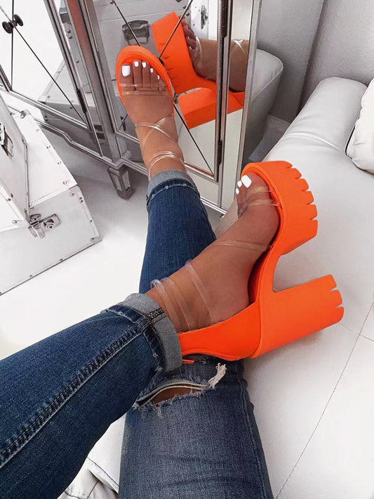 High-heeled rear zipper sandals