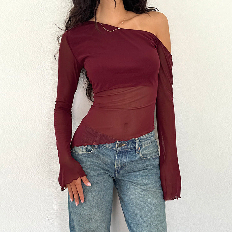 Wild Shoulder Gauzy Off-the-shoulder Long Sleeve