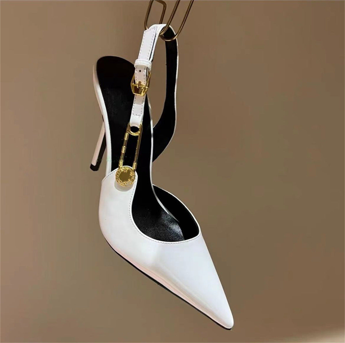 Rhinestone Pointed Toe Strap Decorative High Heels