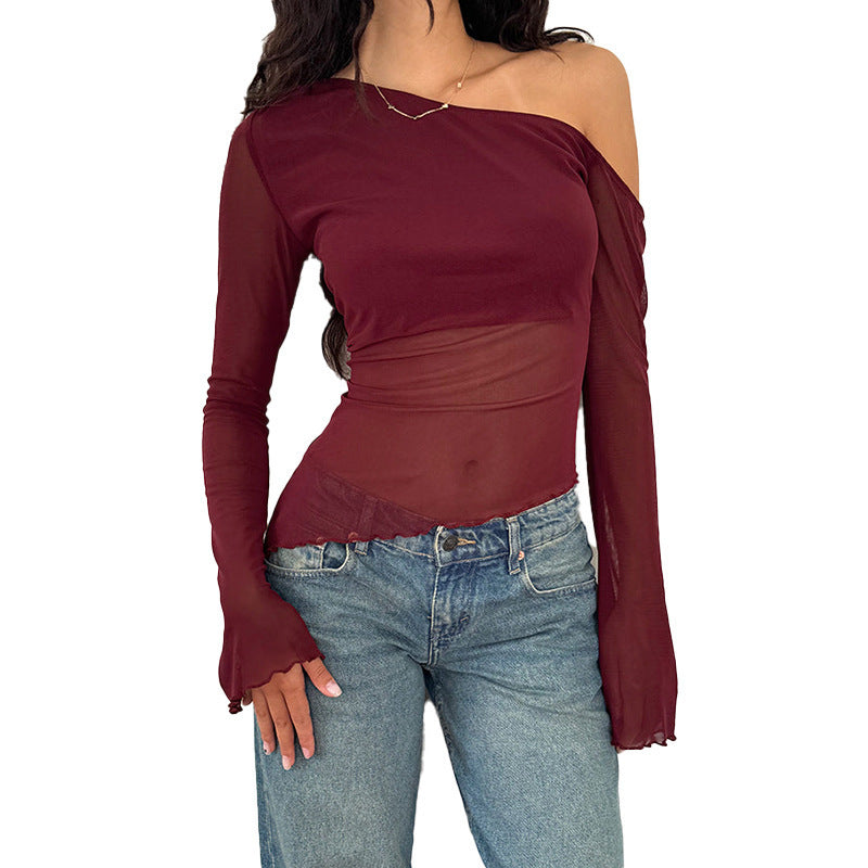Wild Shoulder Gauzy Off-the-shoulder Long Sleeve