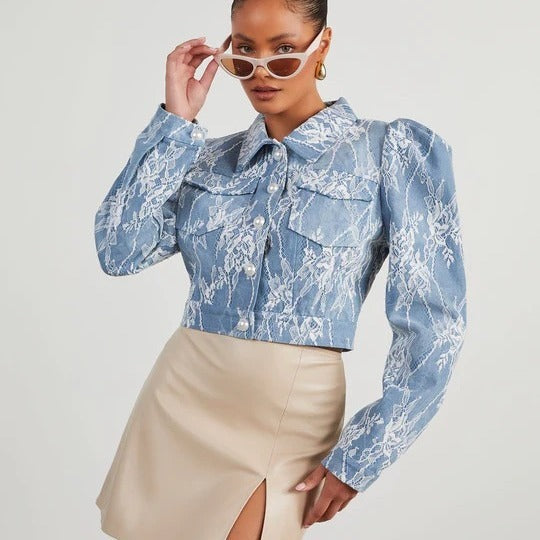Floral Lace Denim Jacket