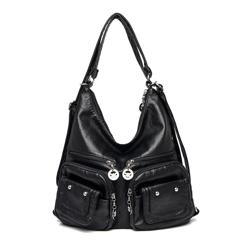 Soft Leather Textured Shoulder Bag