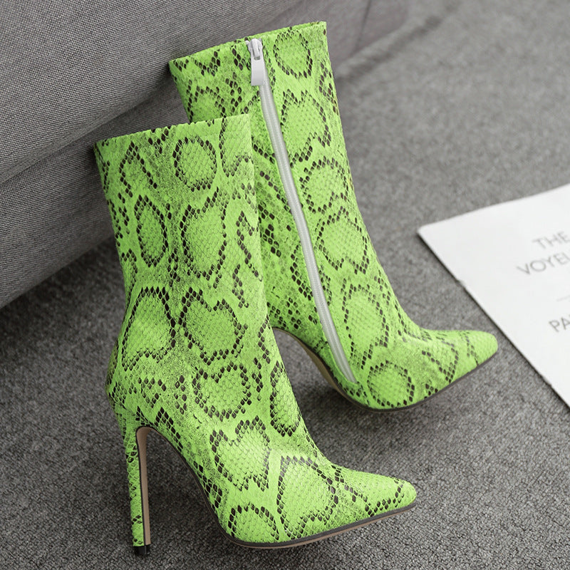 Snake pattern stiletto heels