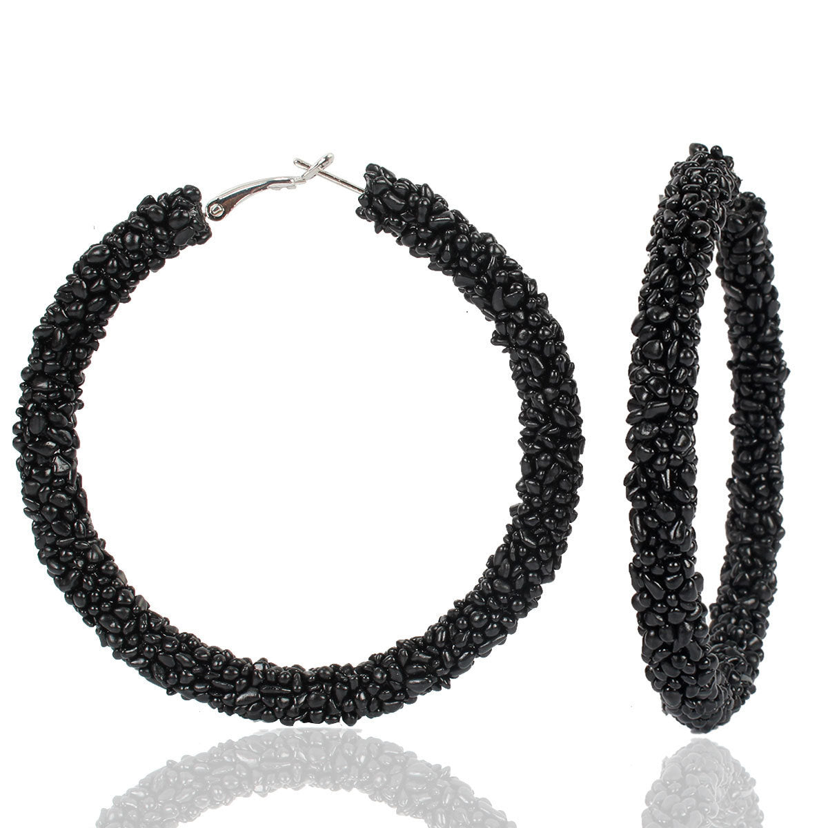 Wild Raw Stone Hoop Earrings