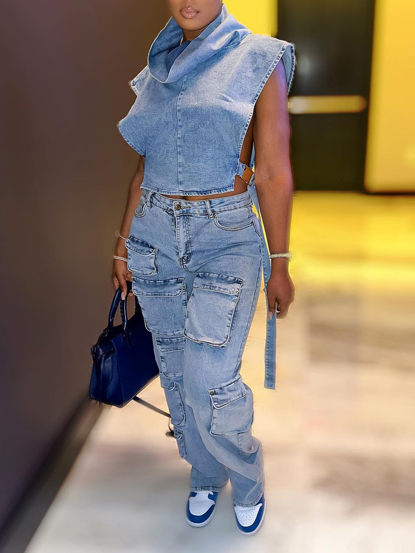 Work Clothes Style Denim Trousers