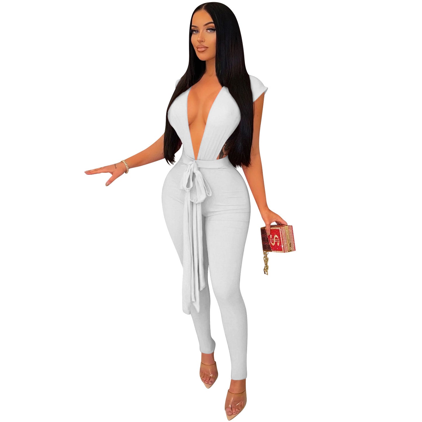 V-neck Sleeveless Jumpsuit