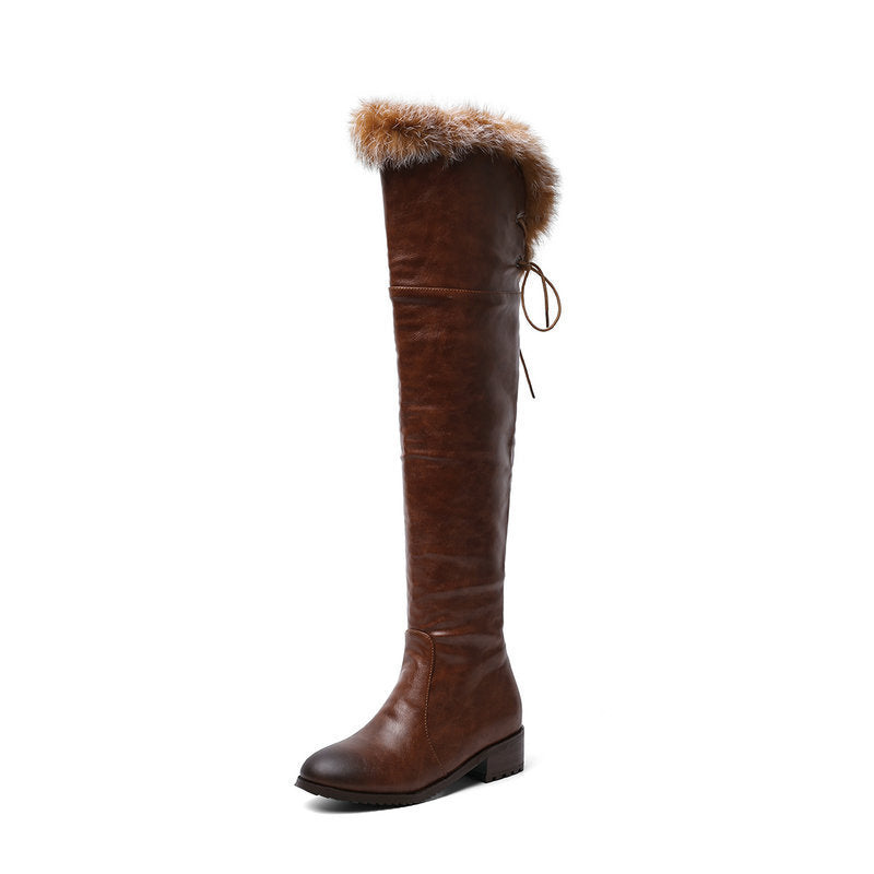 High Thick Leather Over Knee Boots