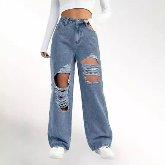 Fashion Ripped High Waist Jeans