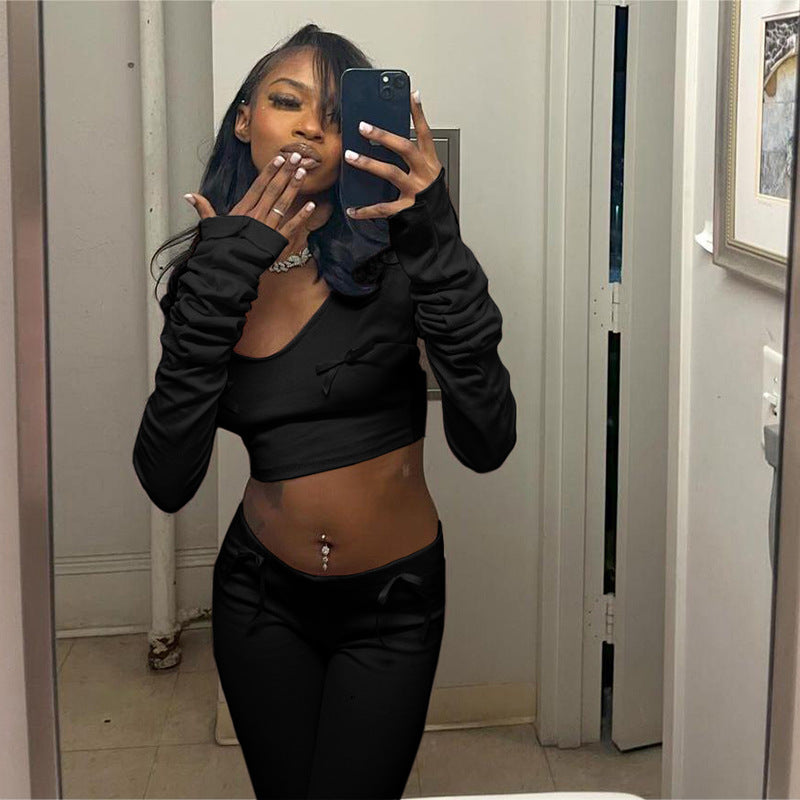 Temperament Leisure High Waist Cropped Suit