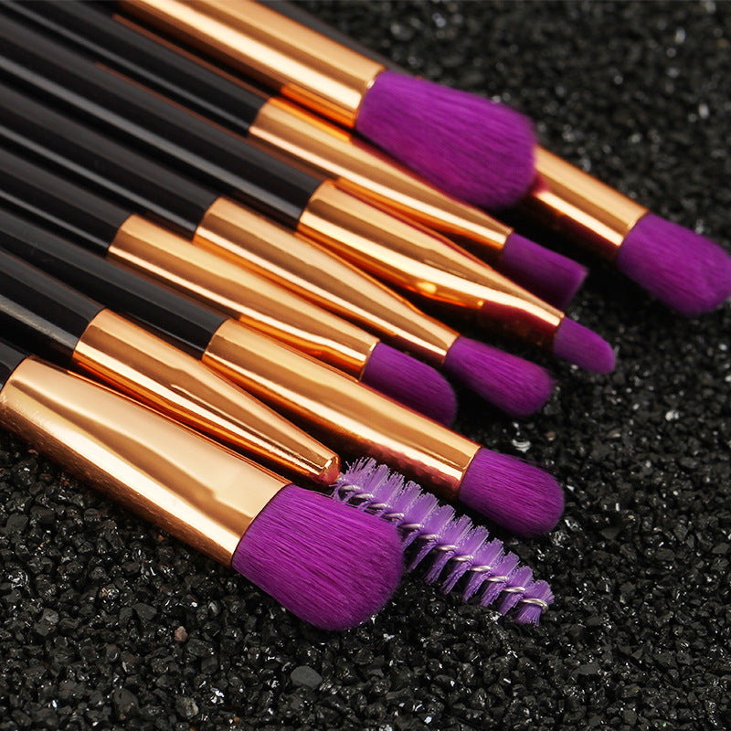 New 15 makeup brush set purple green bristles