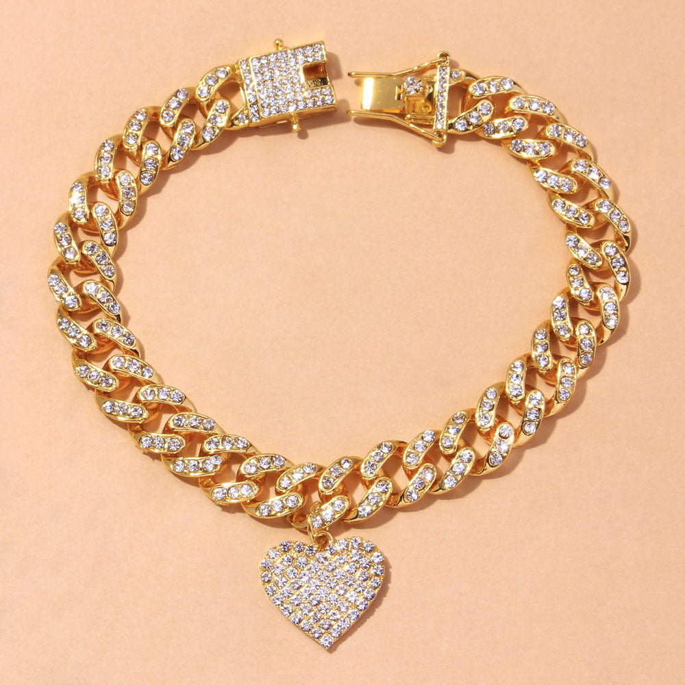 Diamond Heart Pendant Anklet